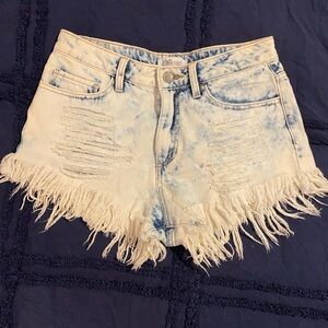 Cello Distressed Fringe Hem Jean Shorts